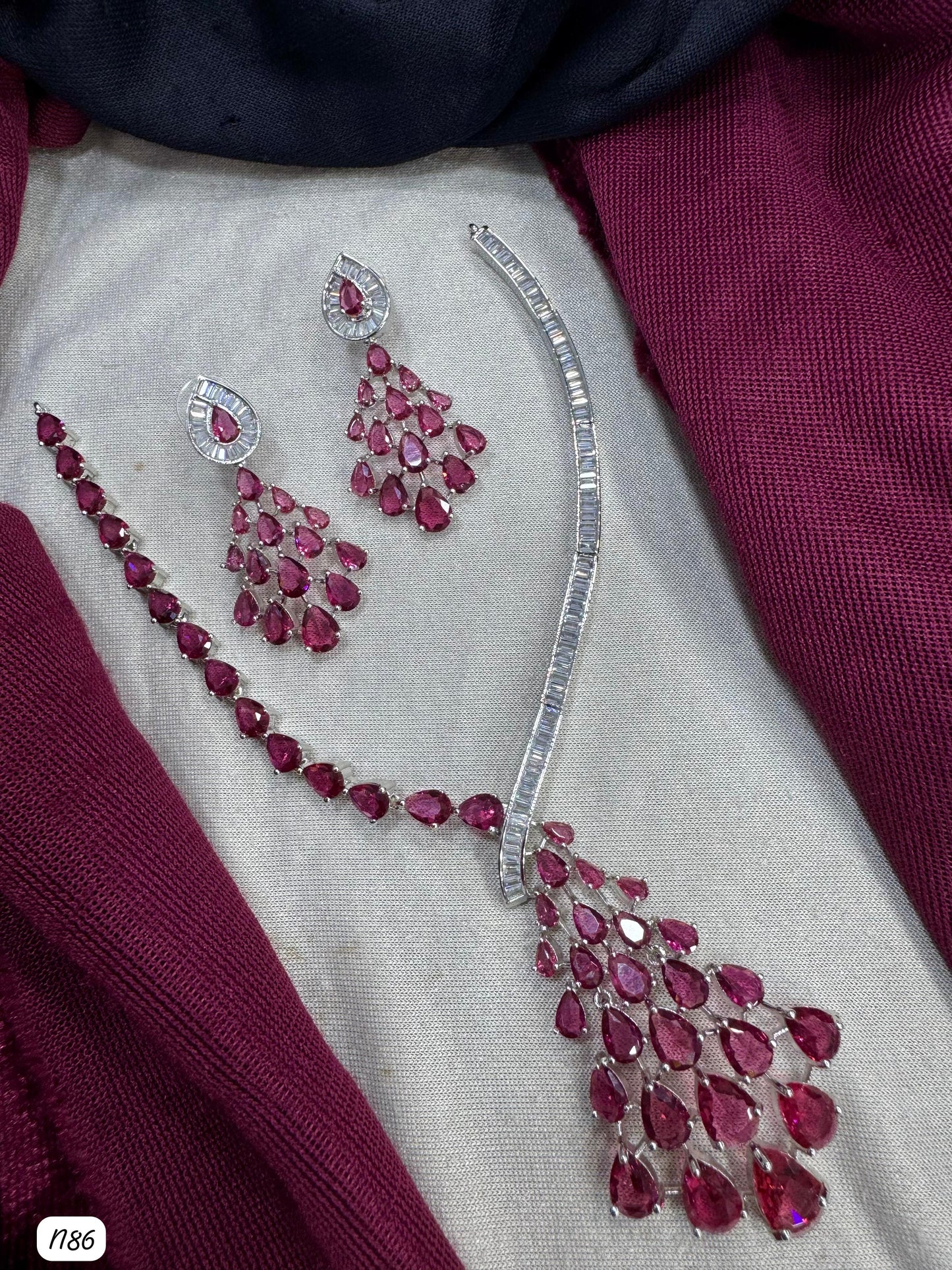 American Diamond Silver Plated Necklace set