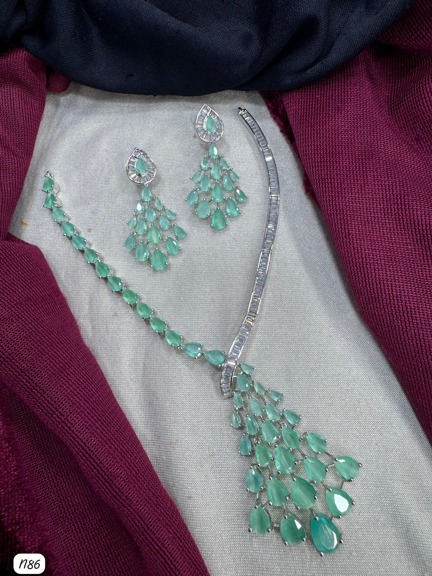 American Diamond Silver Plated Necklace set
