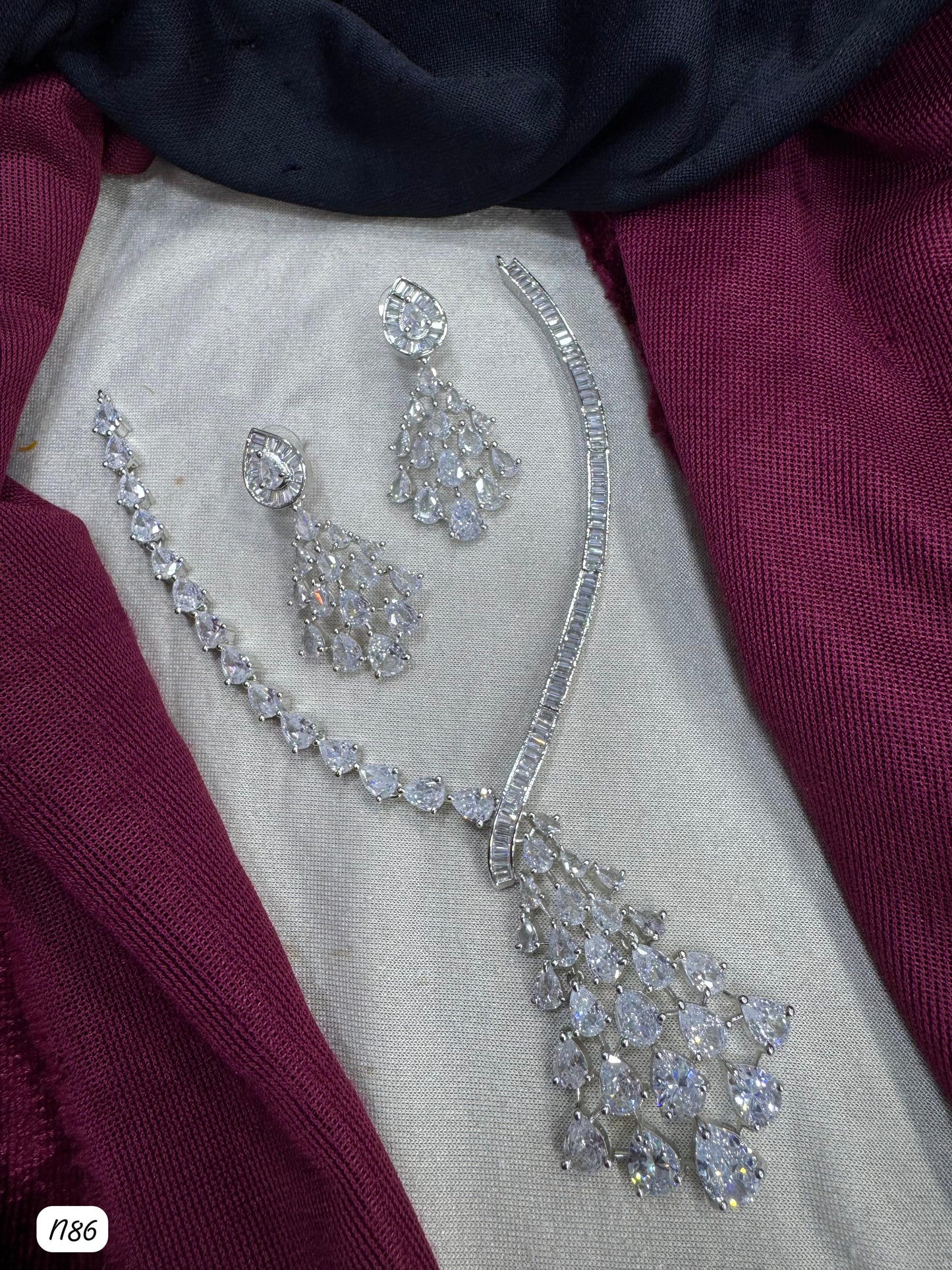 American Diamond Silver Plated Necklace set
