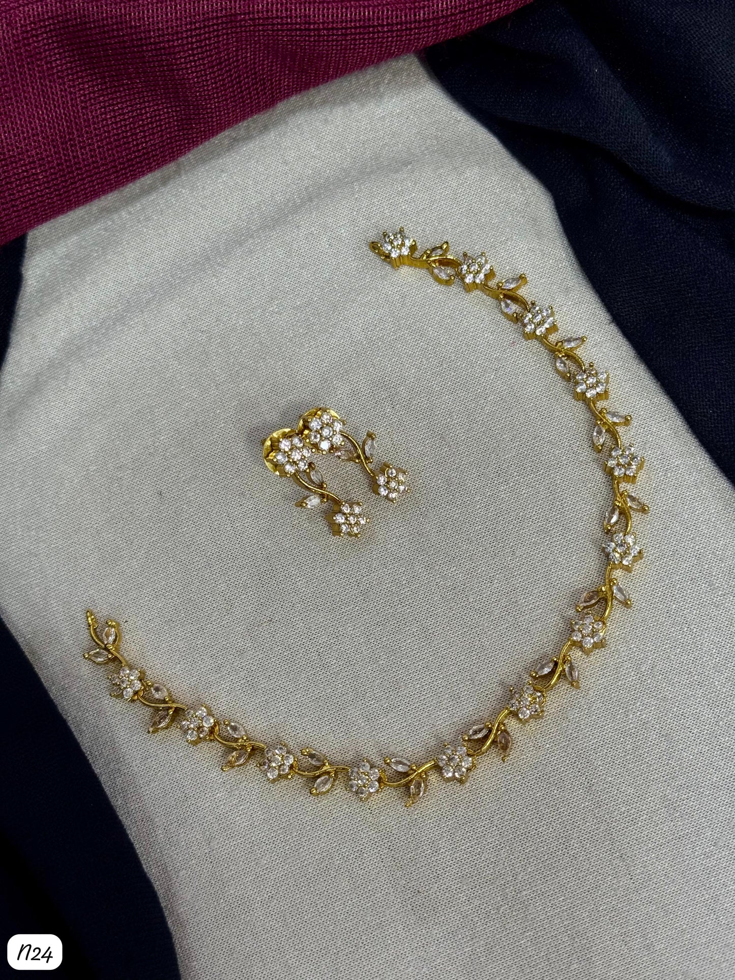 American Diamond Gold Plated Necklace Set