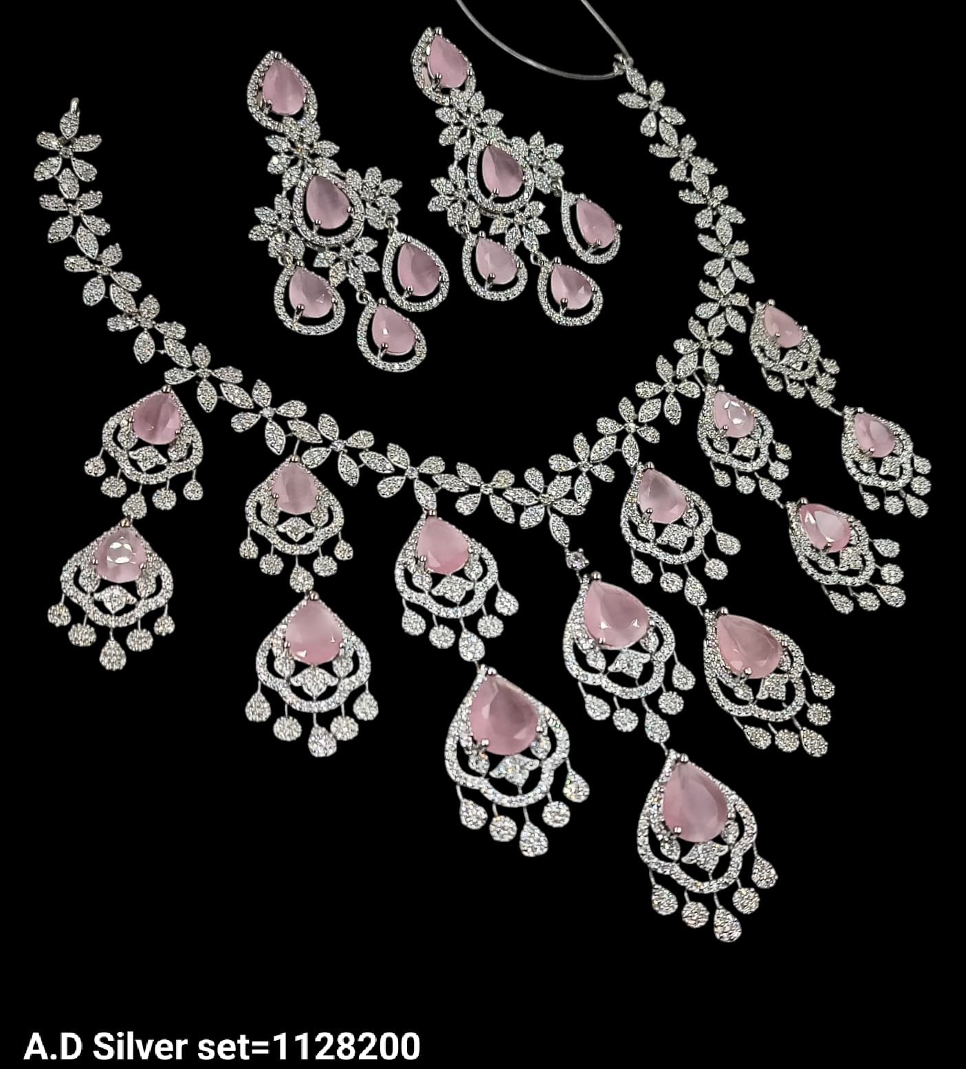 American Diamond Silver Plated Jewellery Set