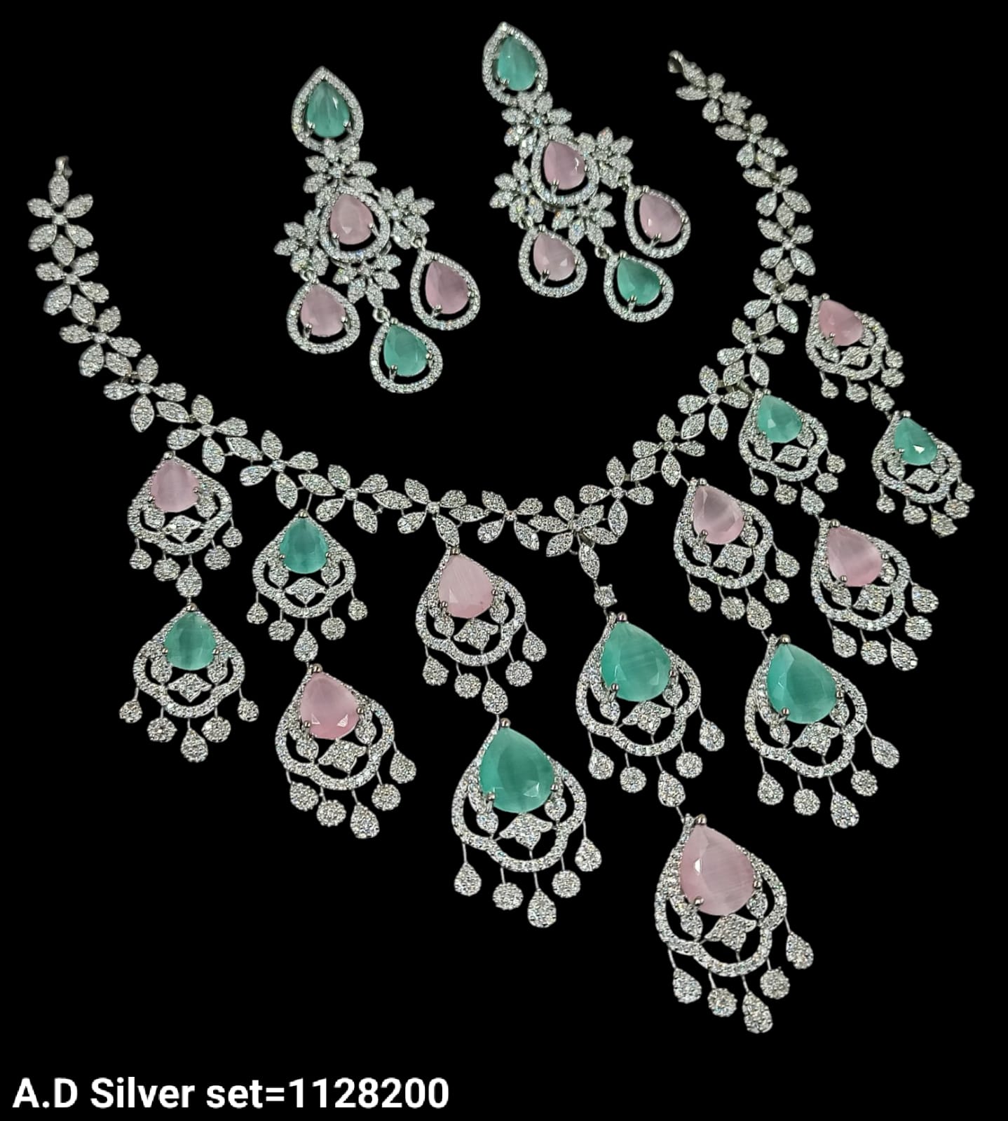 American Diamond Silver Plated Jewellery Set