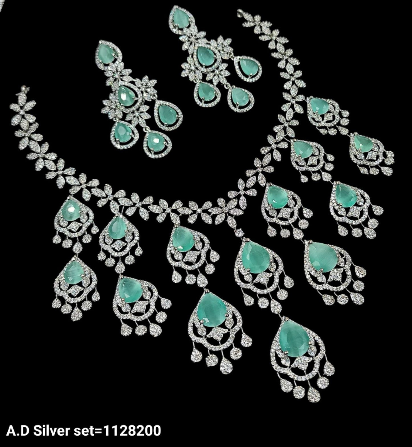 American Diamond Silver Plated Jewellery Set