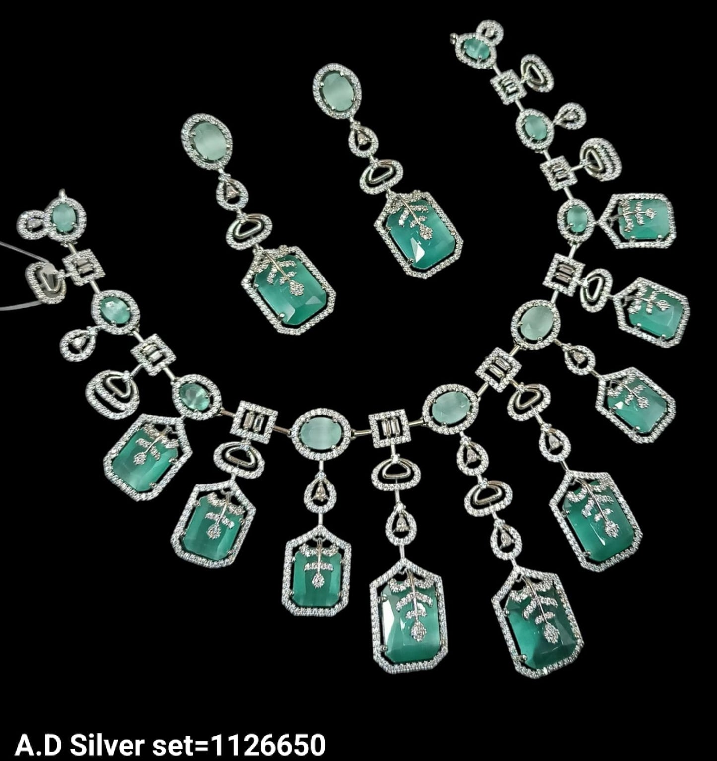 Silver Plated American Diamond Jewellery Set