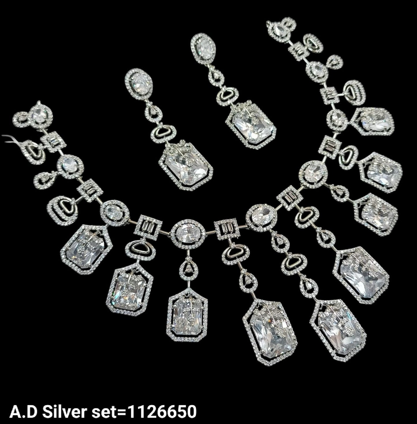 Silver Plated American Diamond Jewellery Set