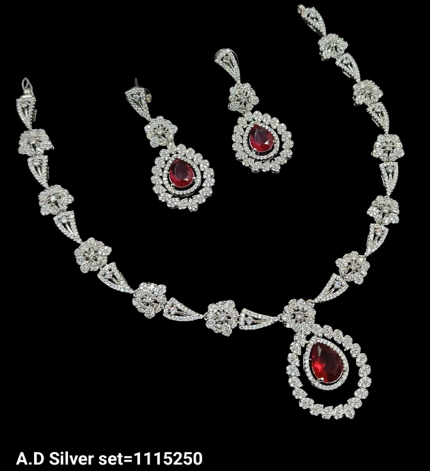American Diamond Silver Plated Jewellery Set