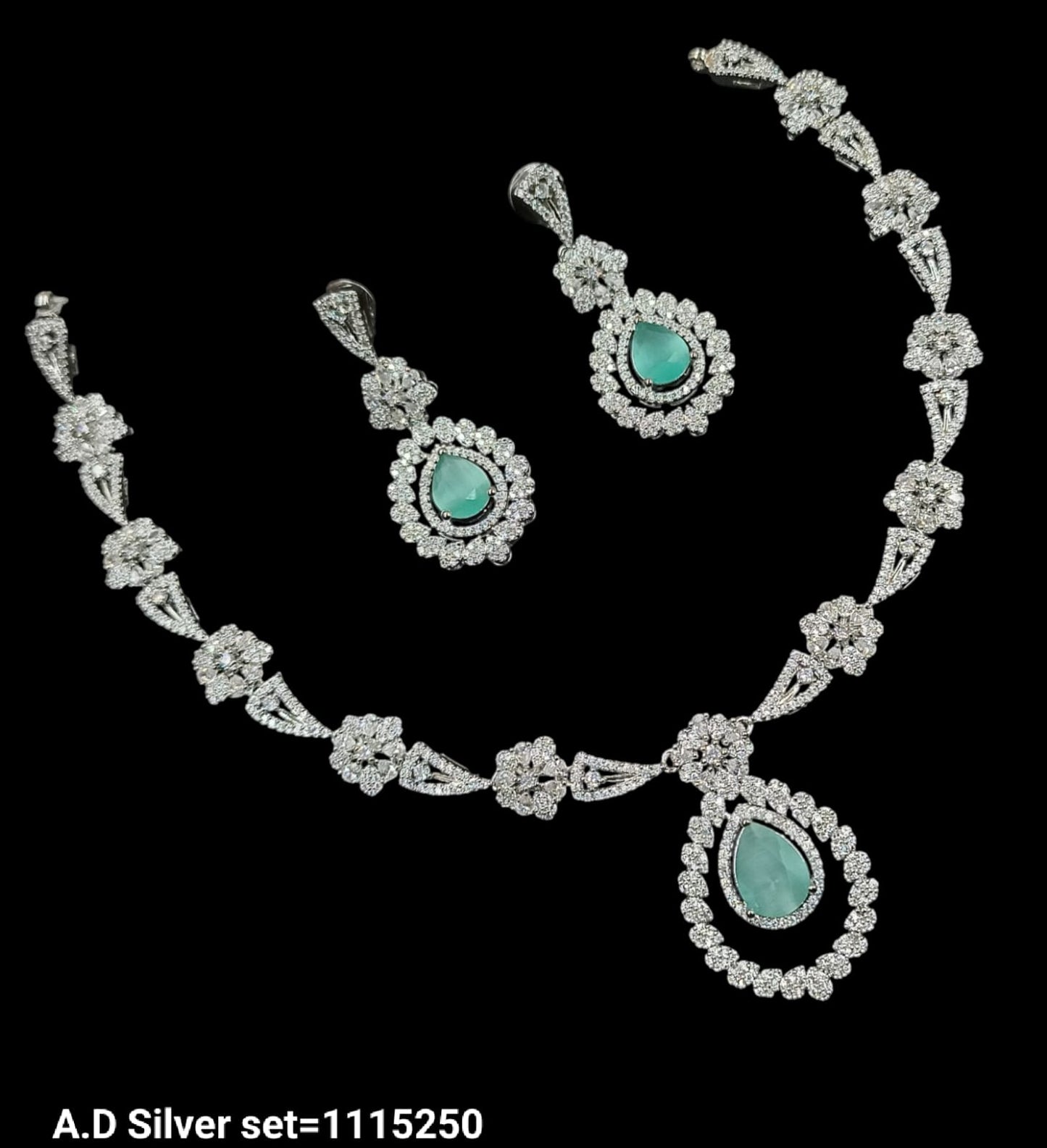 American Diamond Silver Plated Jewellery Set
