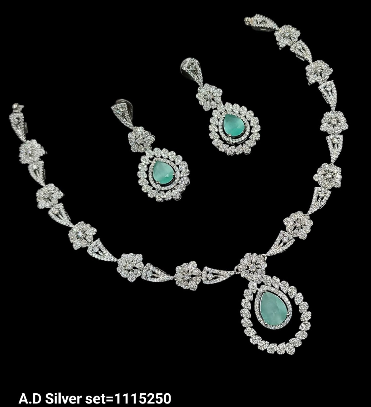 American Diamond Silver Plated Jewellery Set