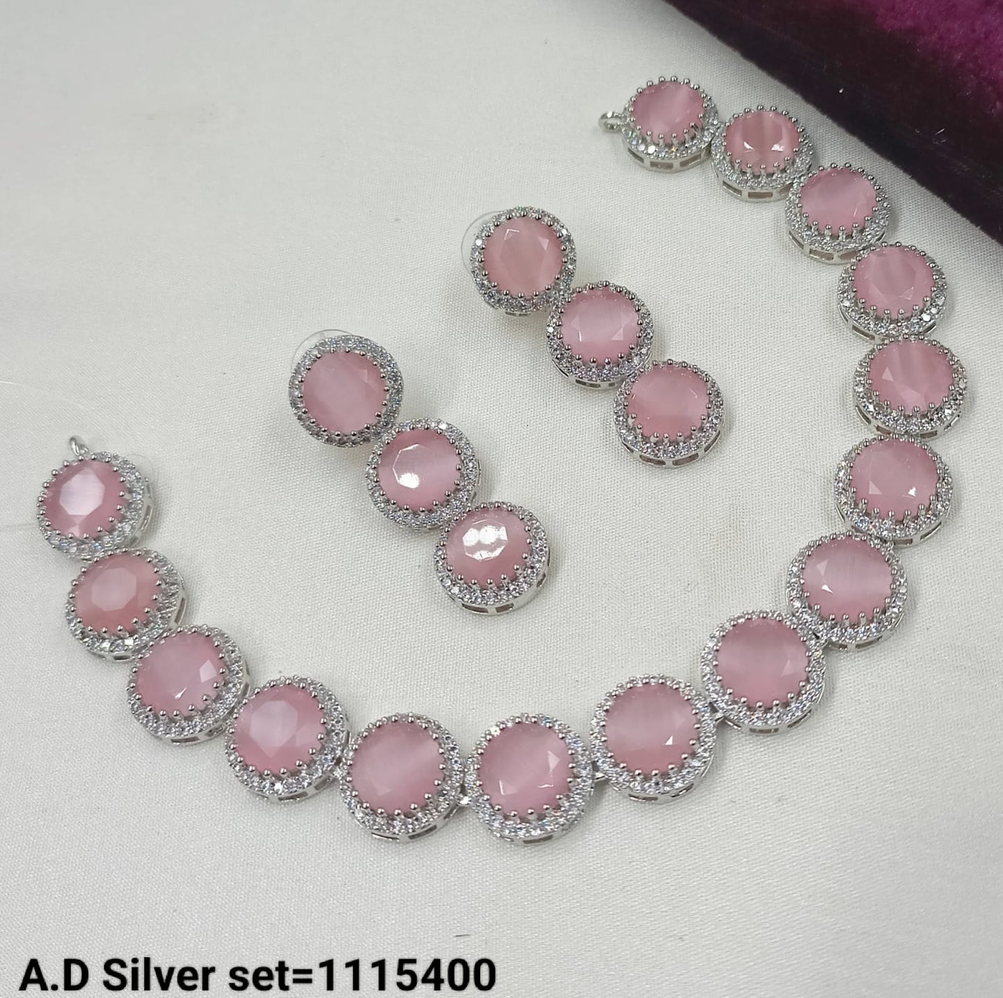 Elegant AD Silver Necklace & Earring Set – Premium Party Wear Jewelry