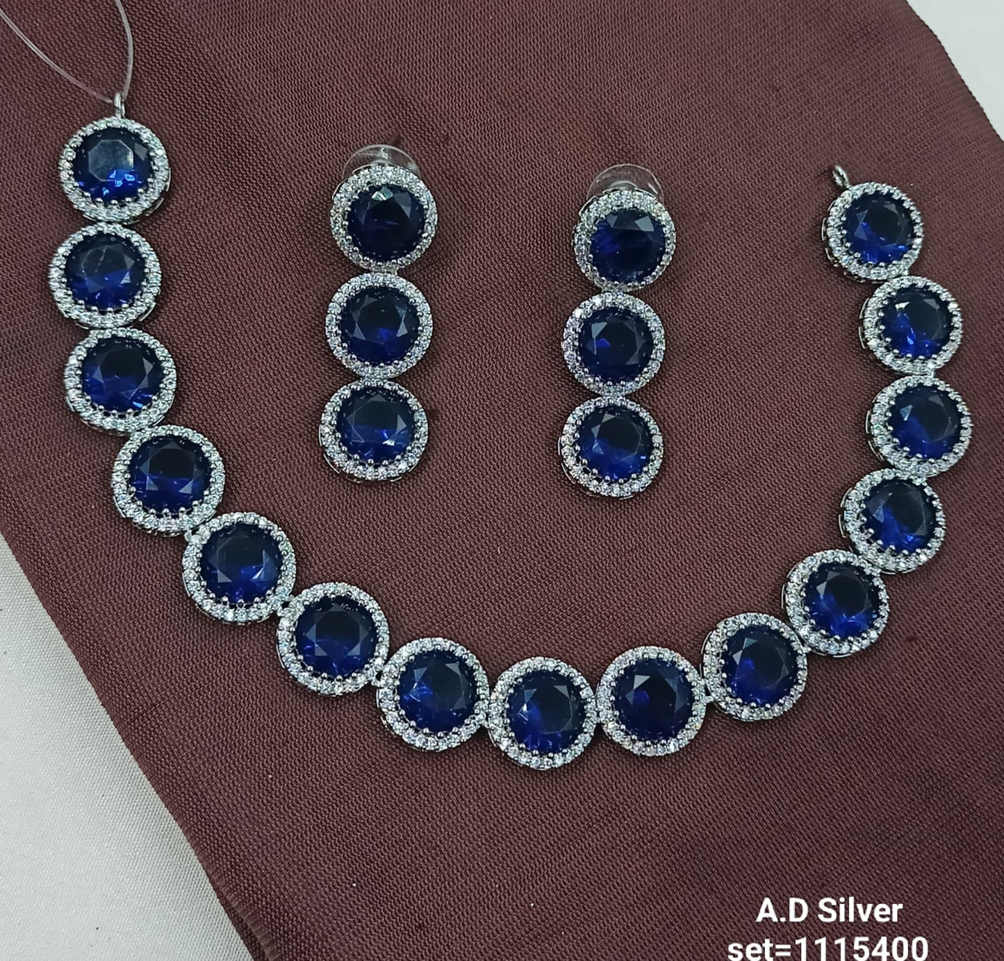 Elegant AD Silver Necklace & Earring Set – Premium Party Wear Jewelry