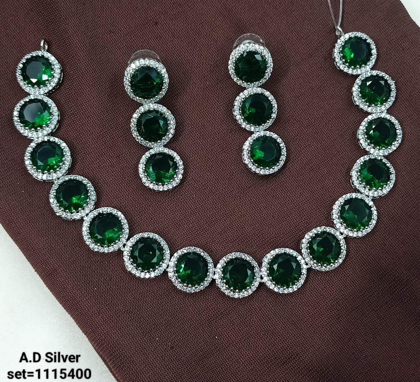 Elegant AD Silver Necklace & Earring Set – Premium Party Wear Jewelry