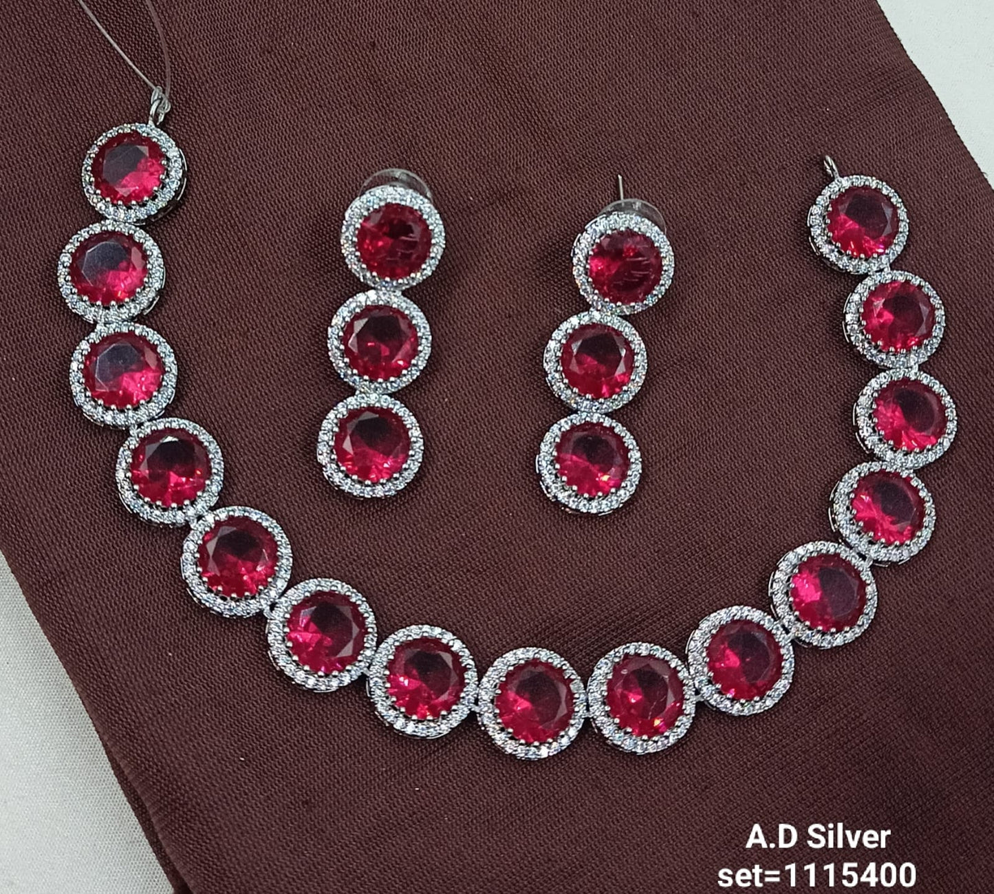 Elegant AD Silver Necklace & Earring Set – Premium Party Wear Jewelry