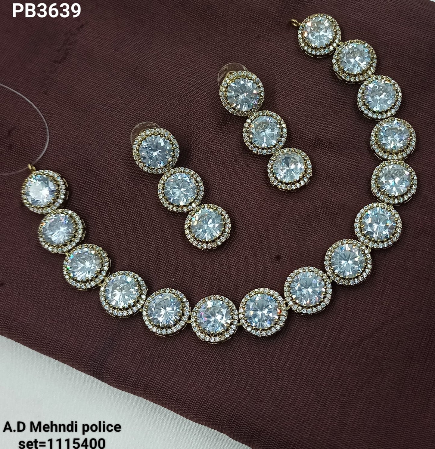 Elegant AD Silver Necklace & Earring Set – Premium Party Wear Jewelry