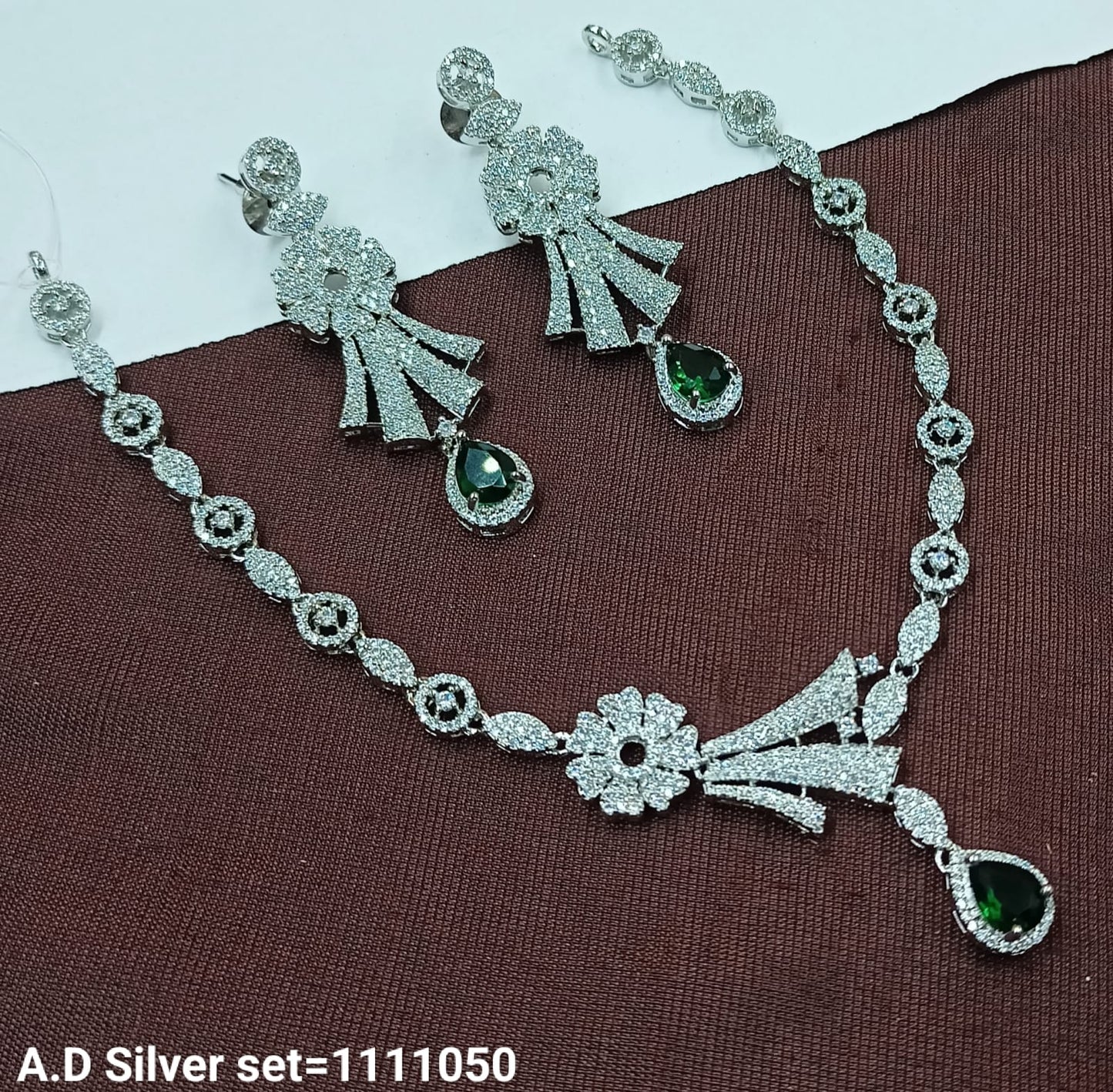 Designer American Diamond Necklace Set with Elegant Drop Earrings – Party & Bridal Wear - Lucentemarket