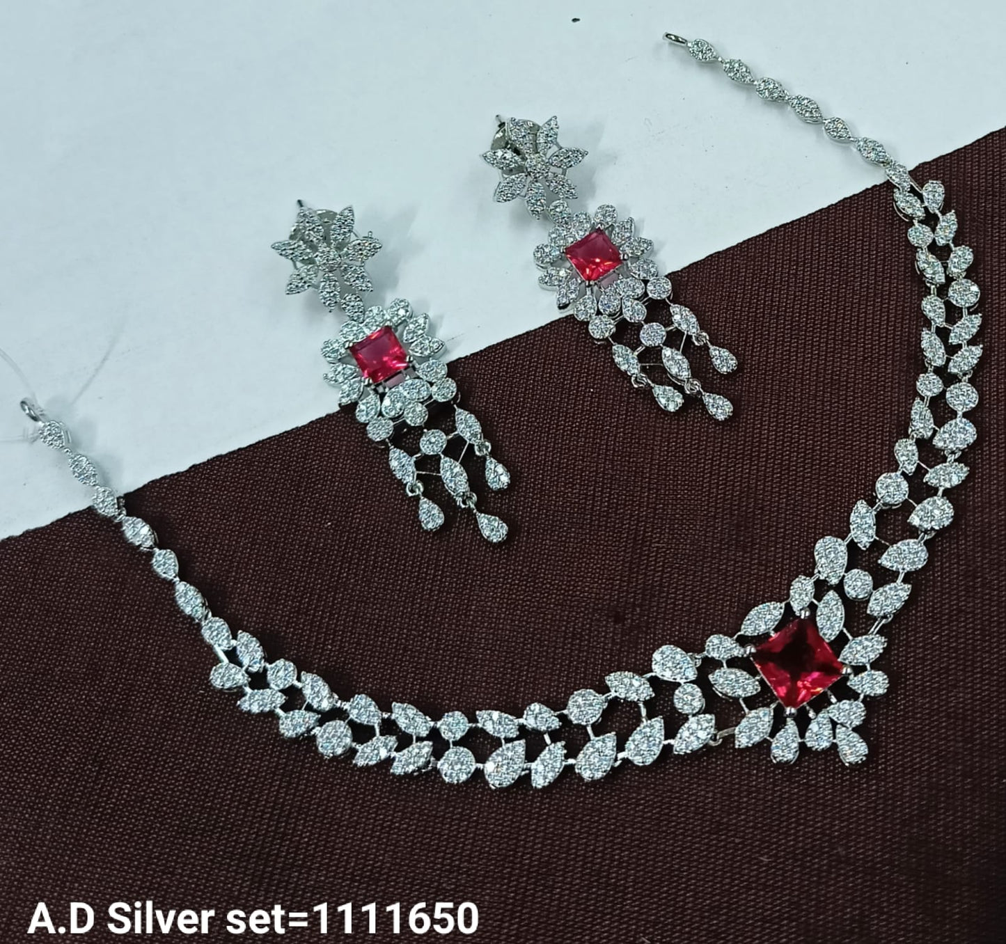 Elegant American Diamond Necklace Set with Drop Earrings – Party & Bridal Wear Jewelry
