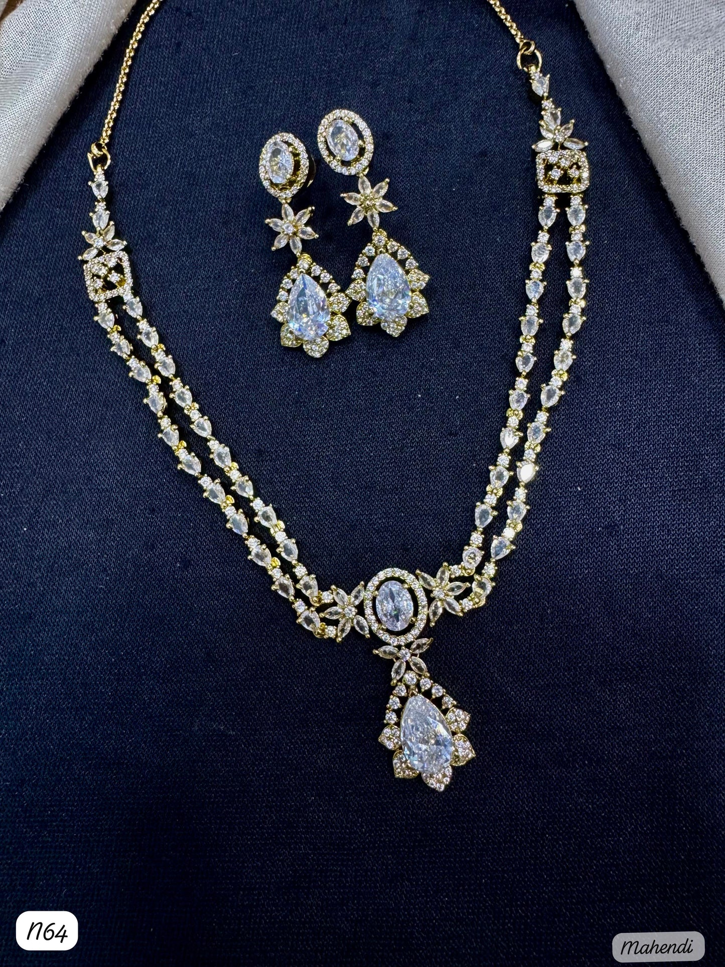 Royal Bloom Drop AD Jewelry Set – Necklace & Earrings