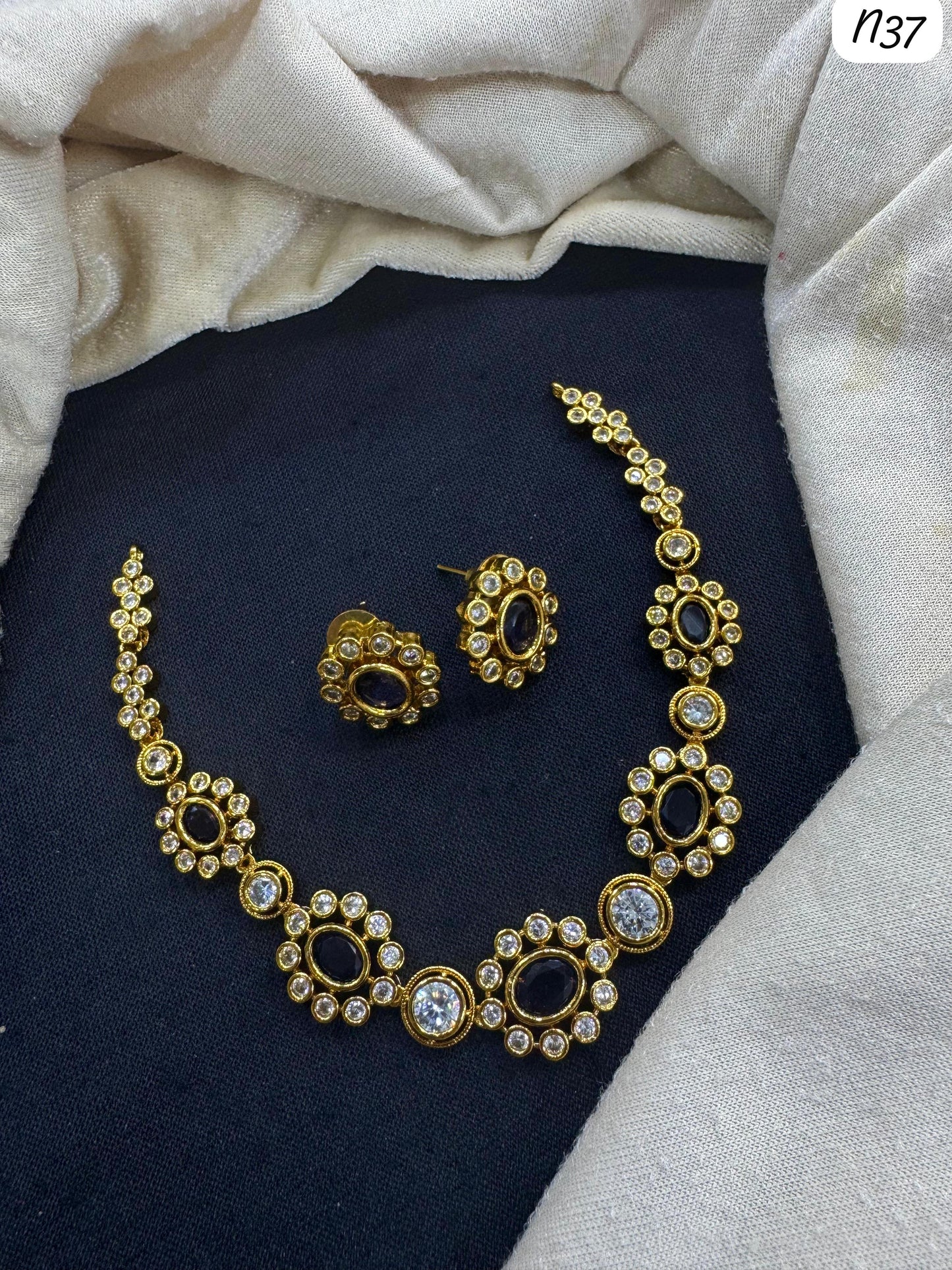 Elegant Gold-Plated Necklace Set with AD Stones – Bridal & Party Wear Jewelry