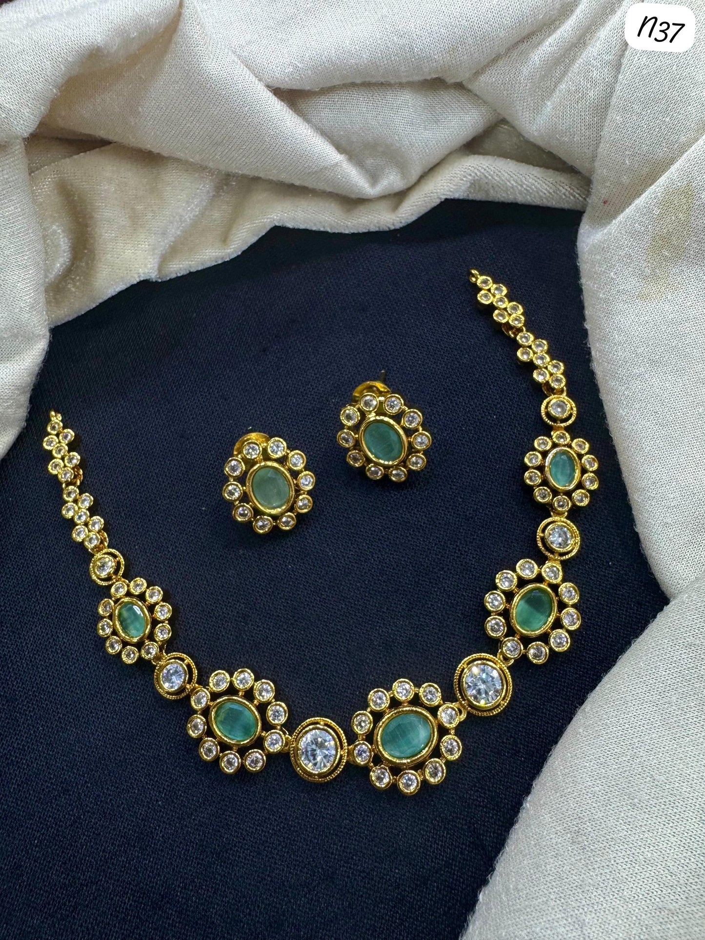 Elegant Gold-Plated Necklace Set with AD Stones – Bridal & Party Wear Jewelry