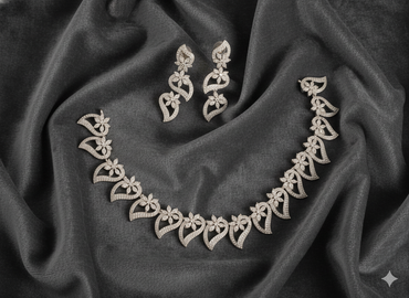 Rhodium Plated Leaf Delicate Floral Vine Jewelry Set