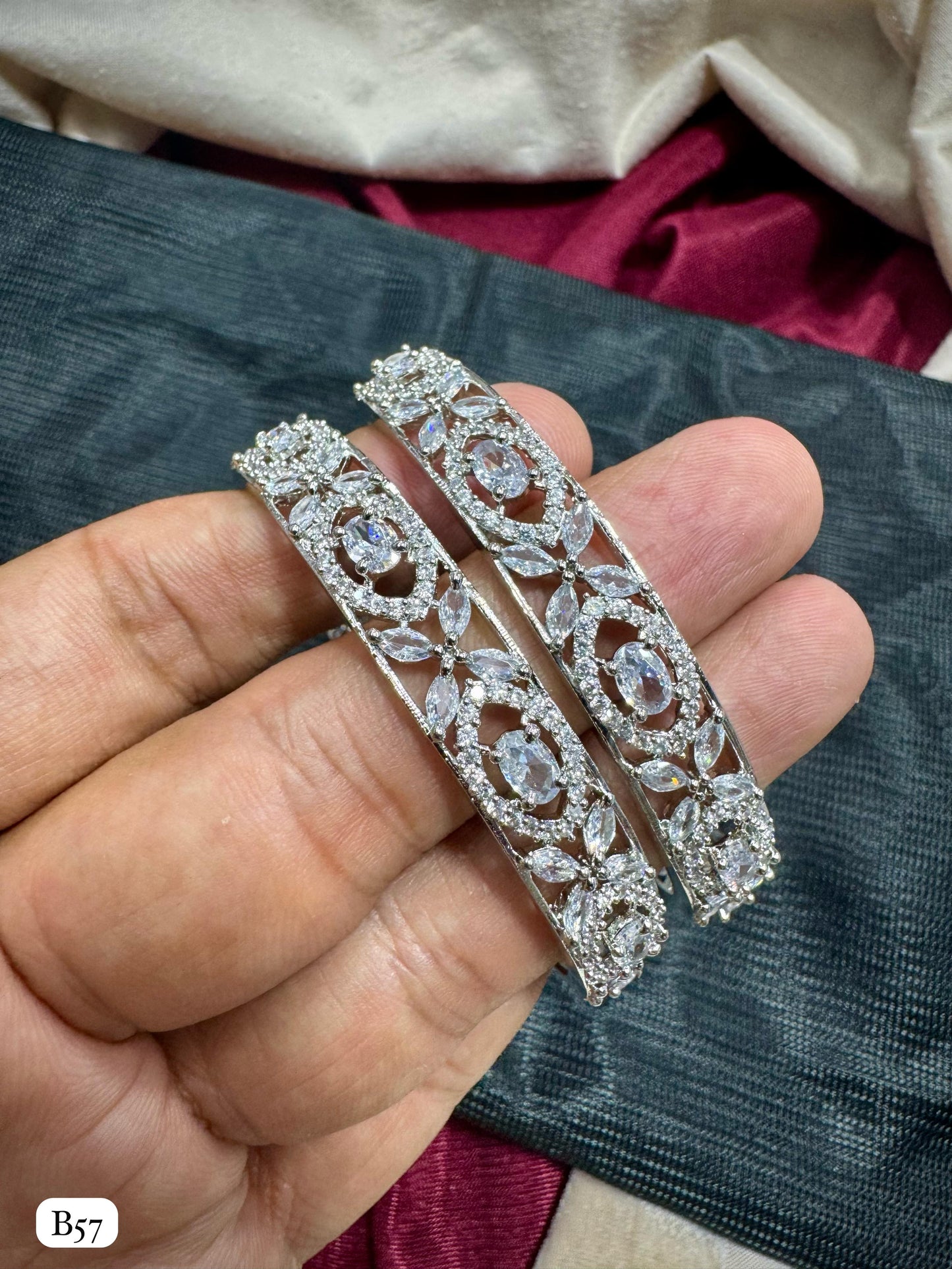 Silver Plated American Diamond Bangles