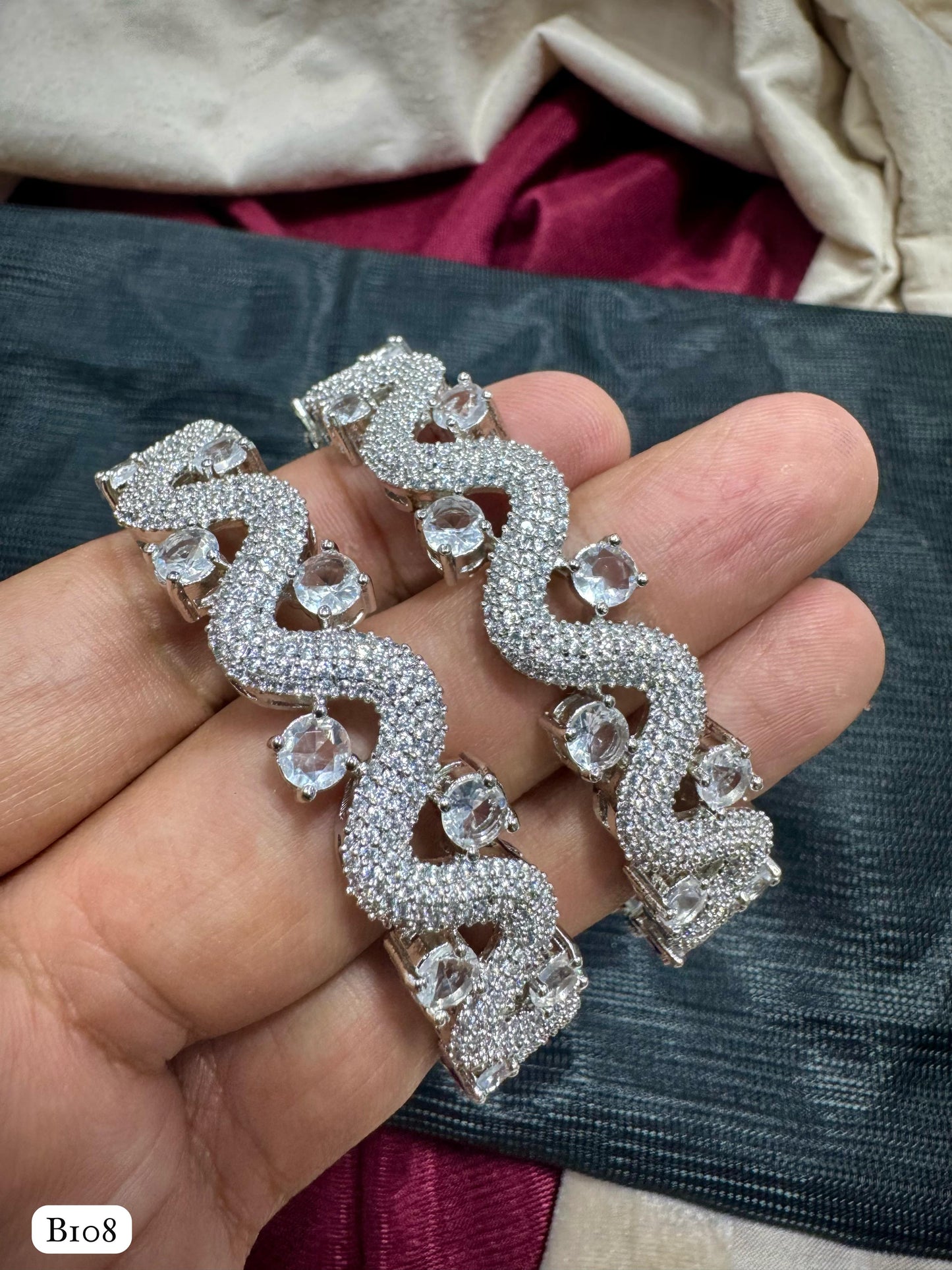 American Diamond Silver Plated Bangles