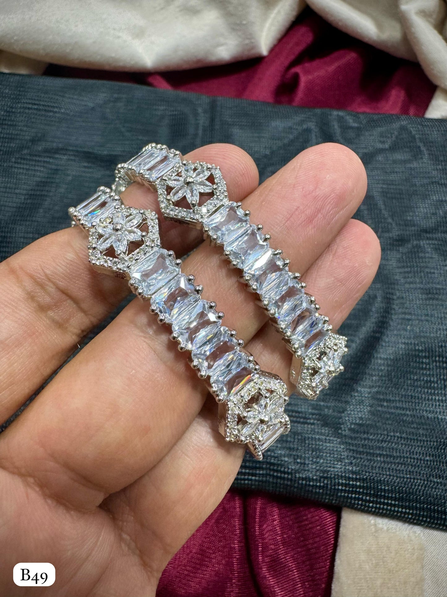 American Diamond Silver Plated Bangles