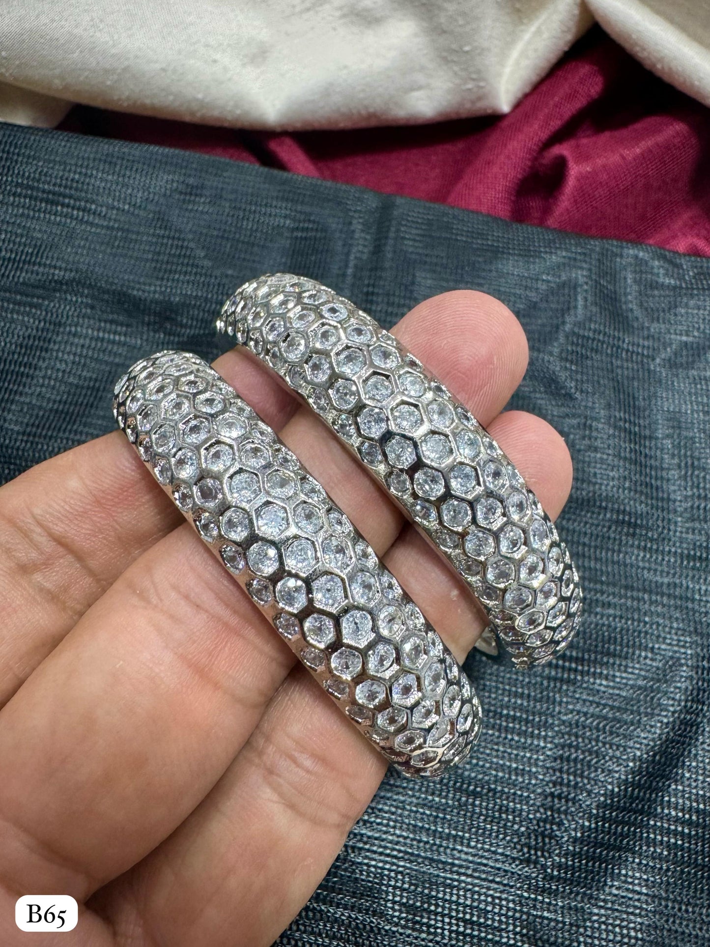 Silver Plated American Diamond Bangles