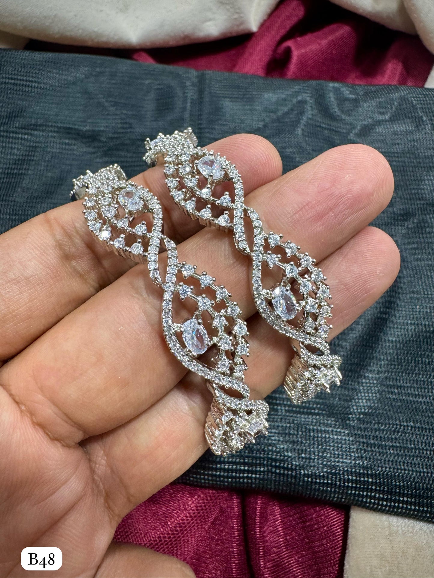 American Diamond Silver Plated Bangles