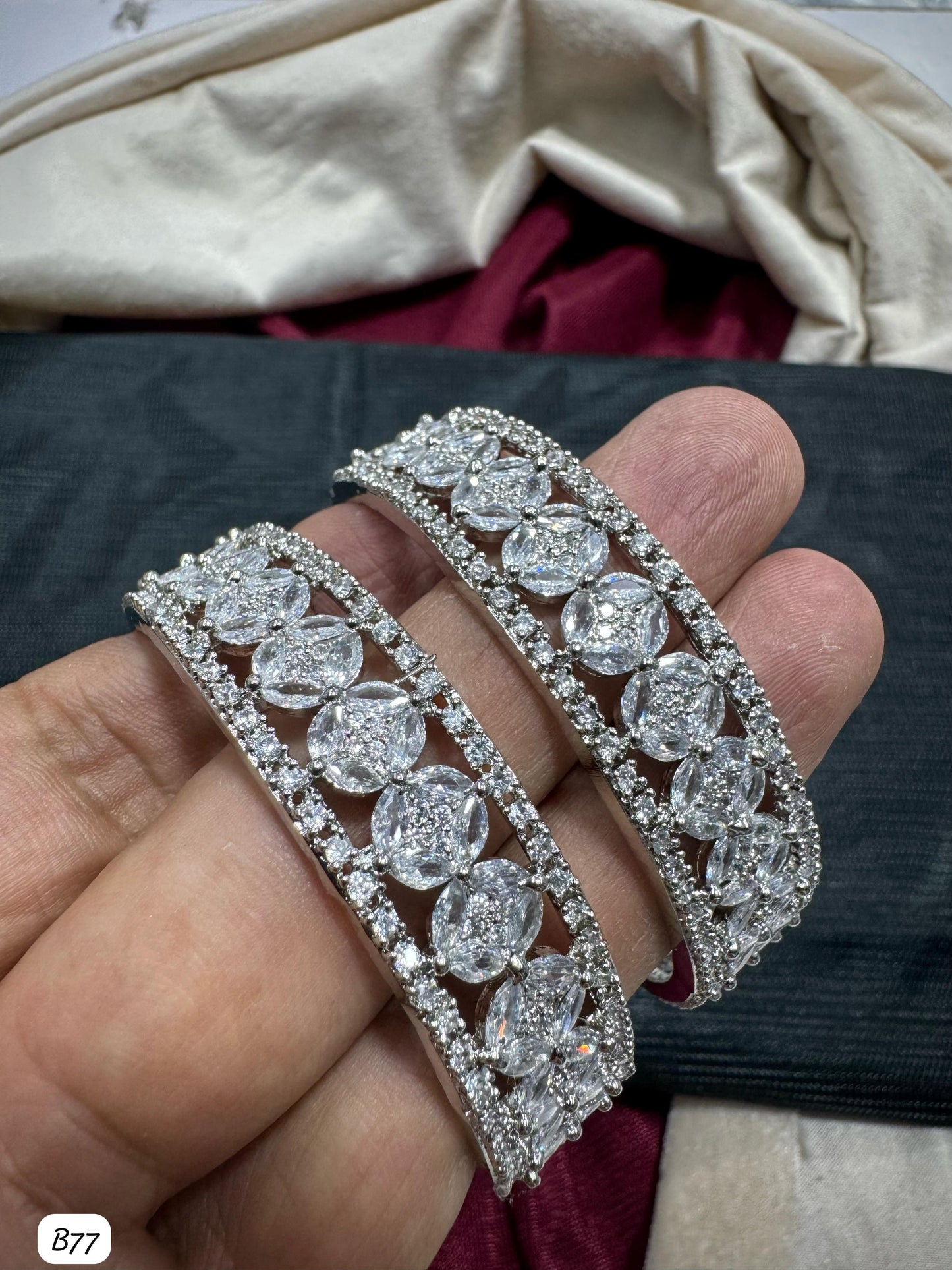 Silver Plated American Diamond Bangles