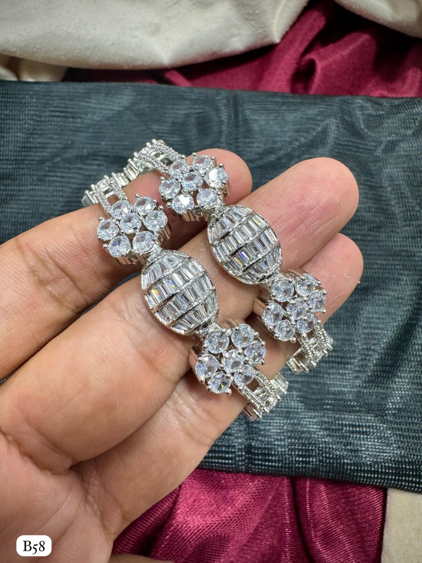 Silver Plated American Diamond Bangles