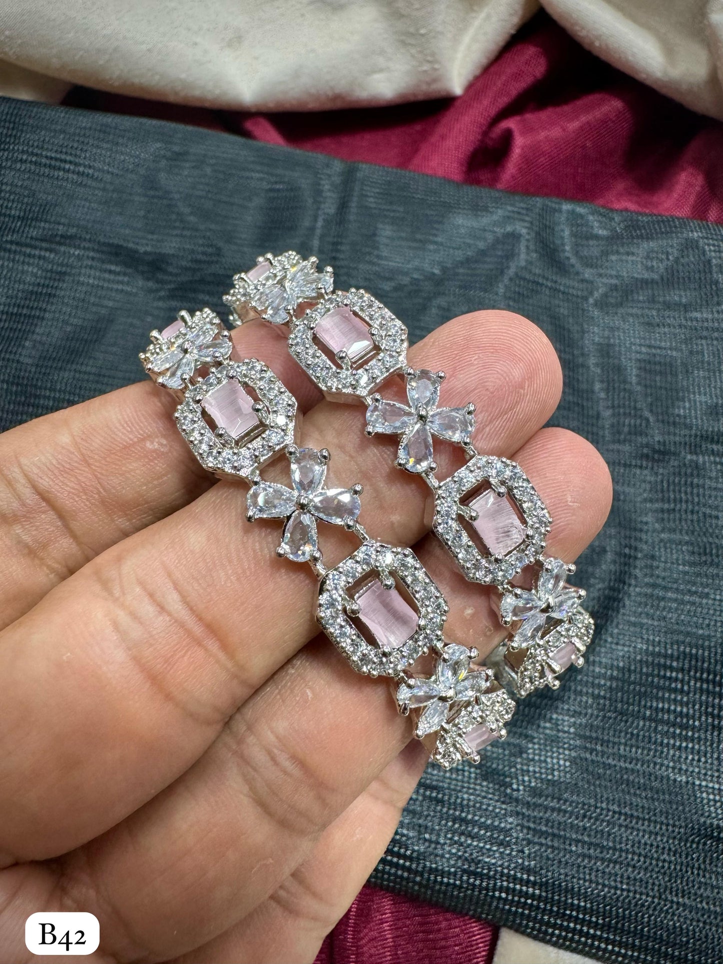 American Diamond Silver Plated Bangles