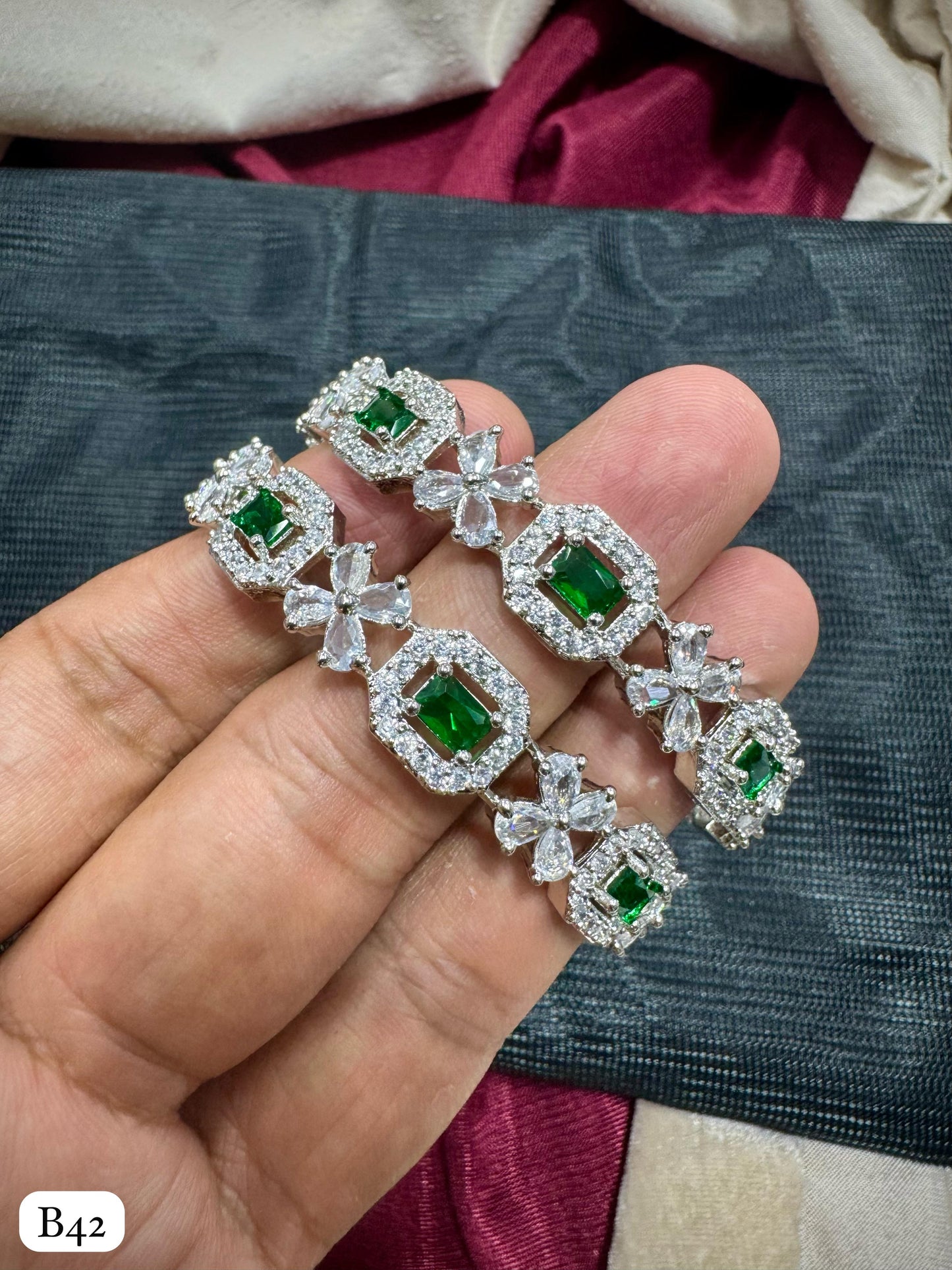 American Diamond Silver Plated Bangles