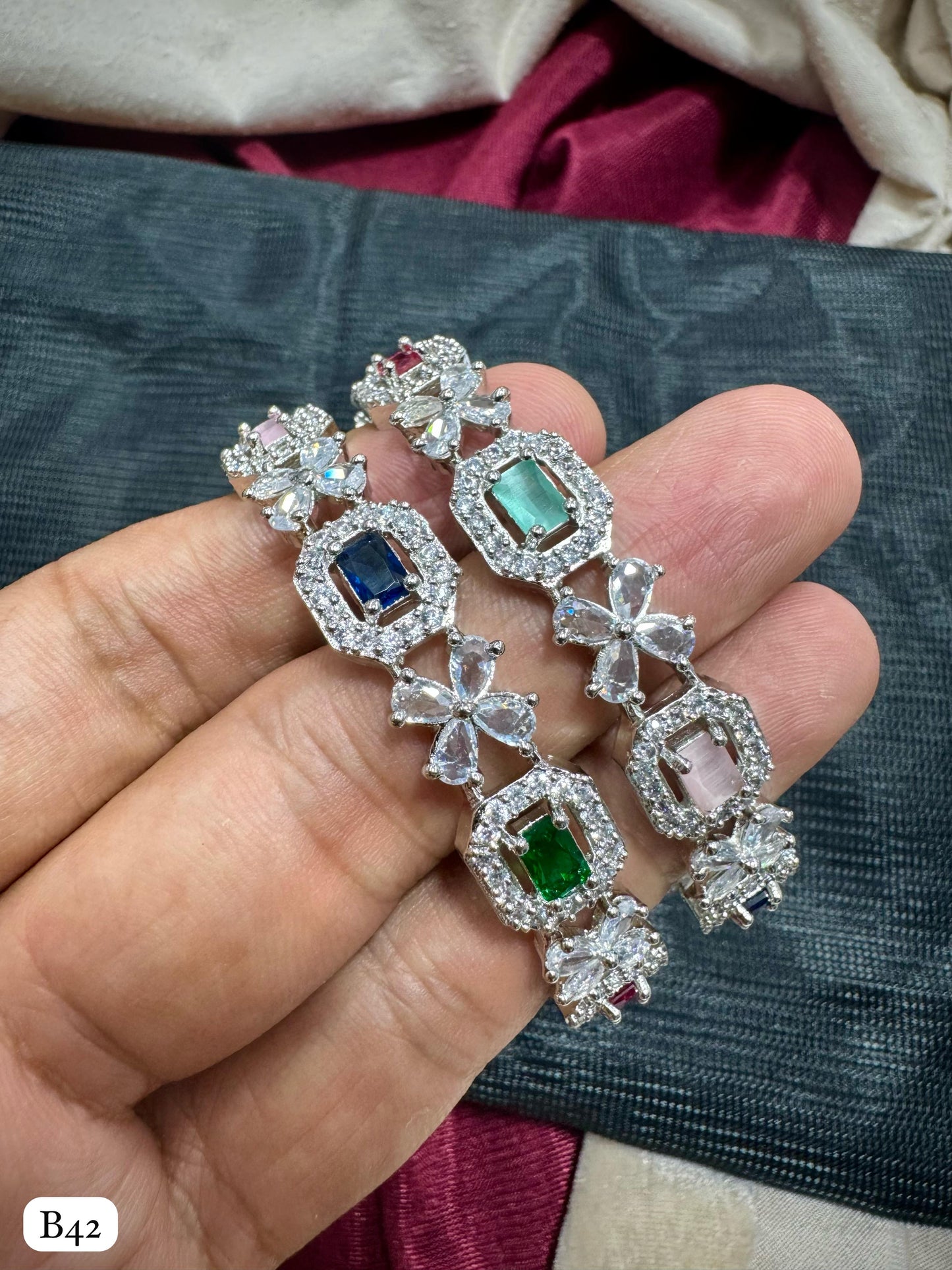 American Diamond Silver Plated Bangles