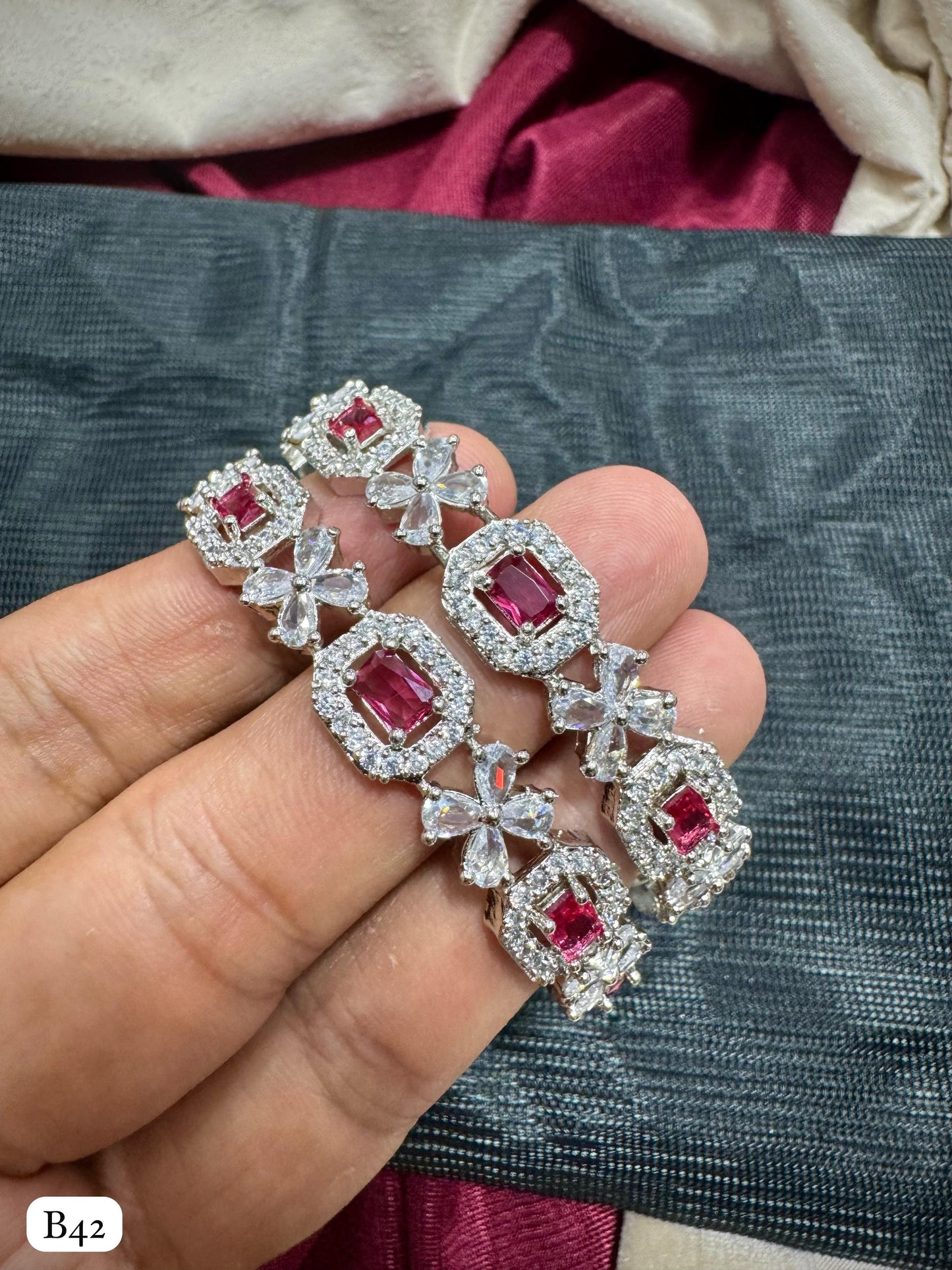 American Diamond Silver Plated Bangles