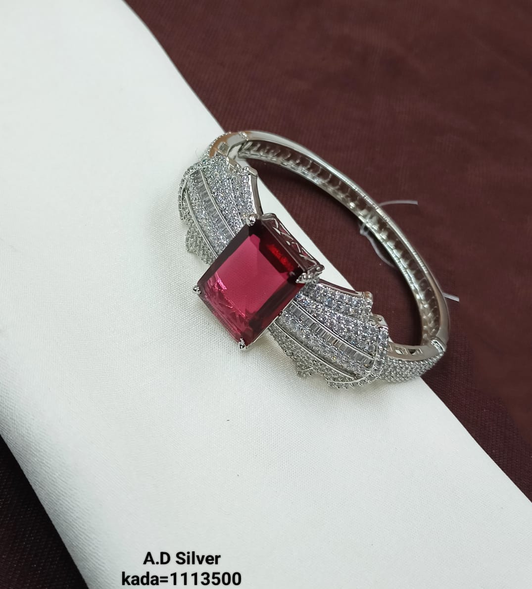 Elegant Radiance American Diamond Bangles – Designer Silver Finish Set