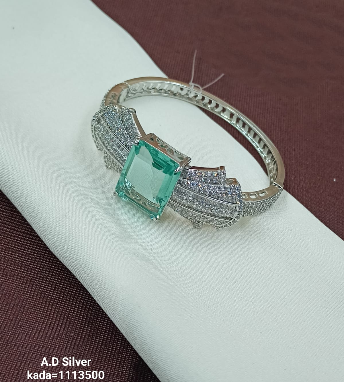 Elegant Radiance American Diamond Bangles – Designer Silver Finish Set