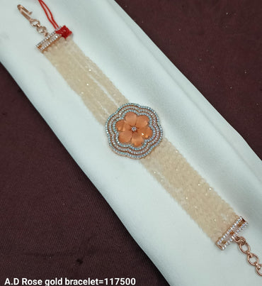 Floral Stone Bracelet with Crystal Accents