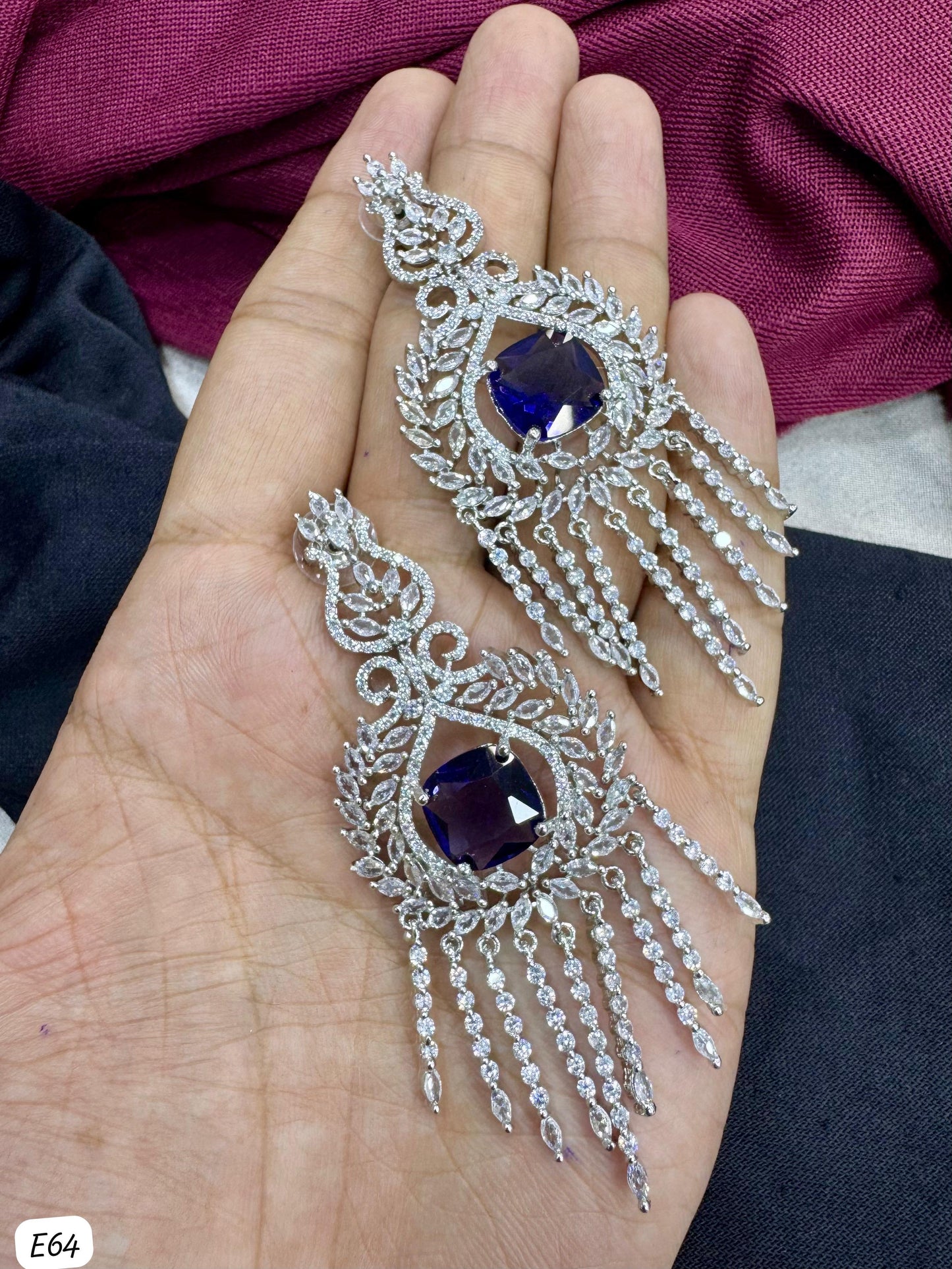 Silver Plated American Diamond Earring