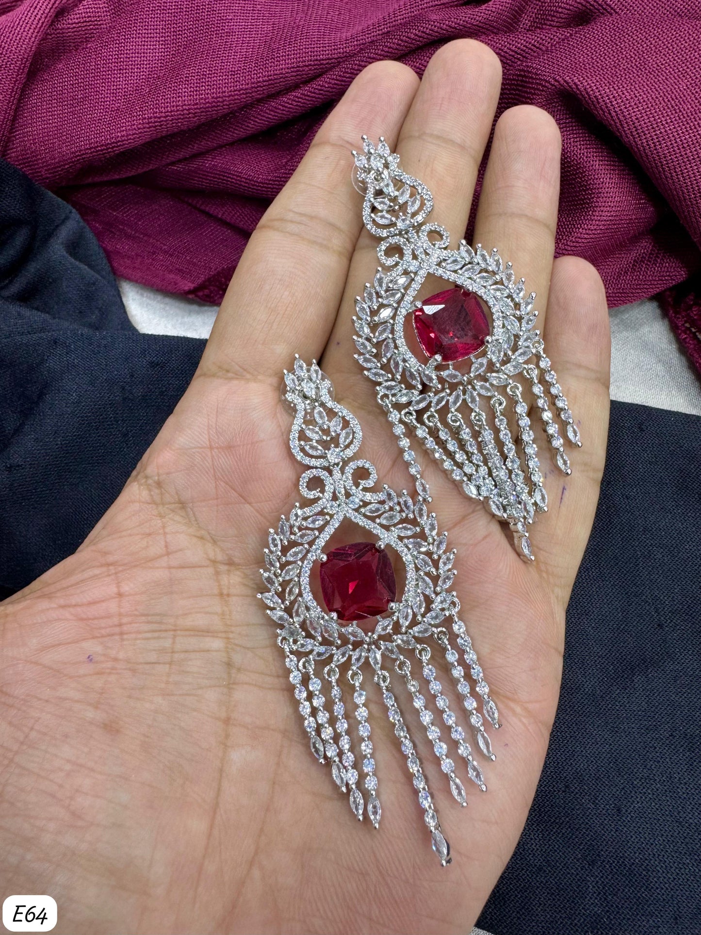 Silver Plated American Diamond Earring