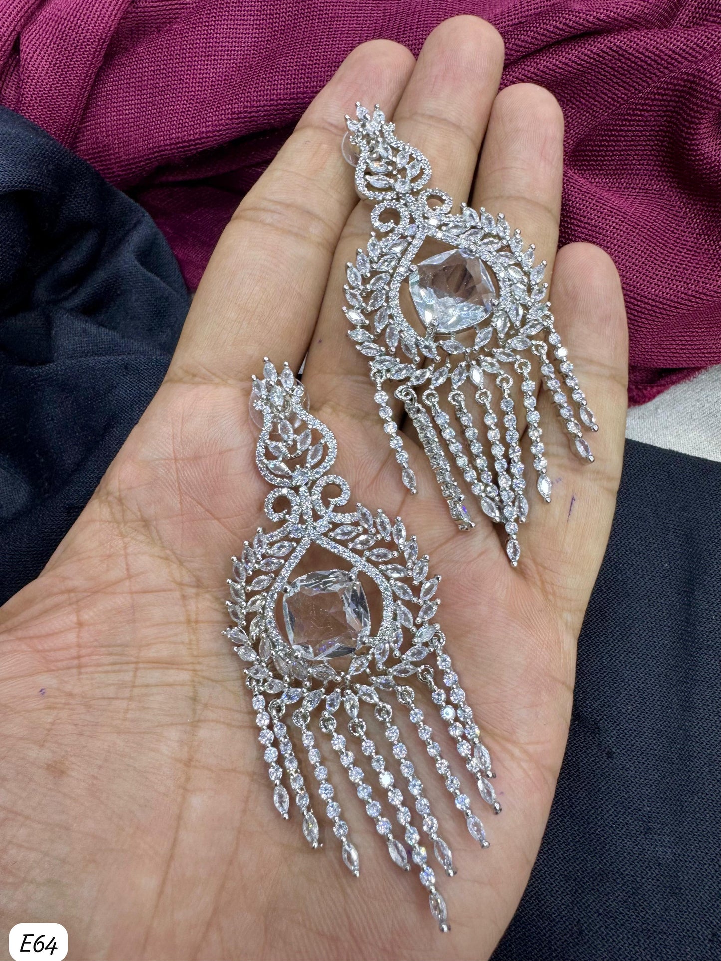 Silver Plated American Diamond Earring