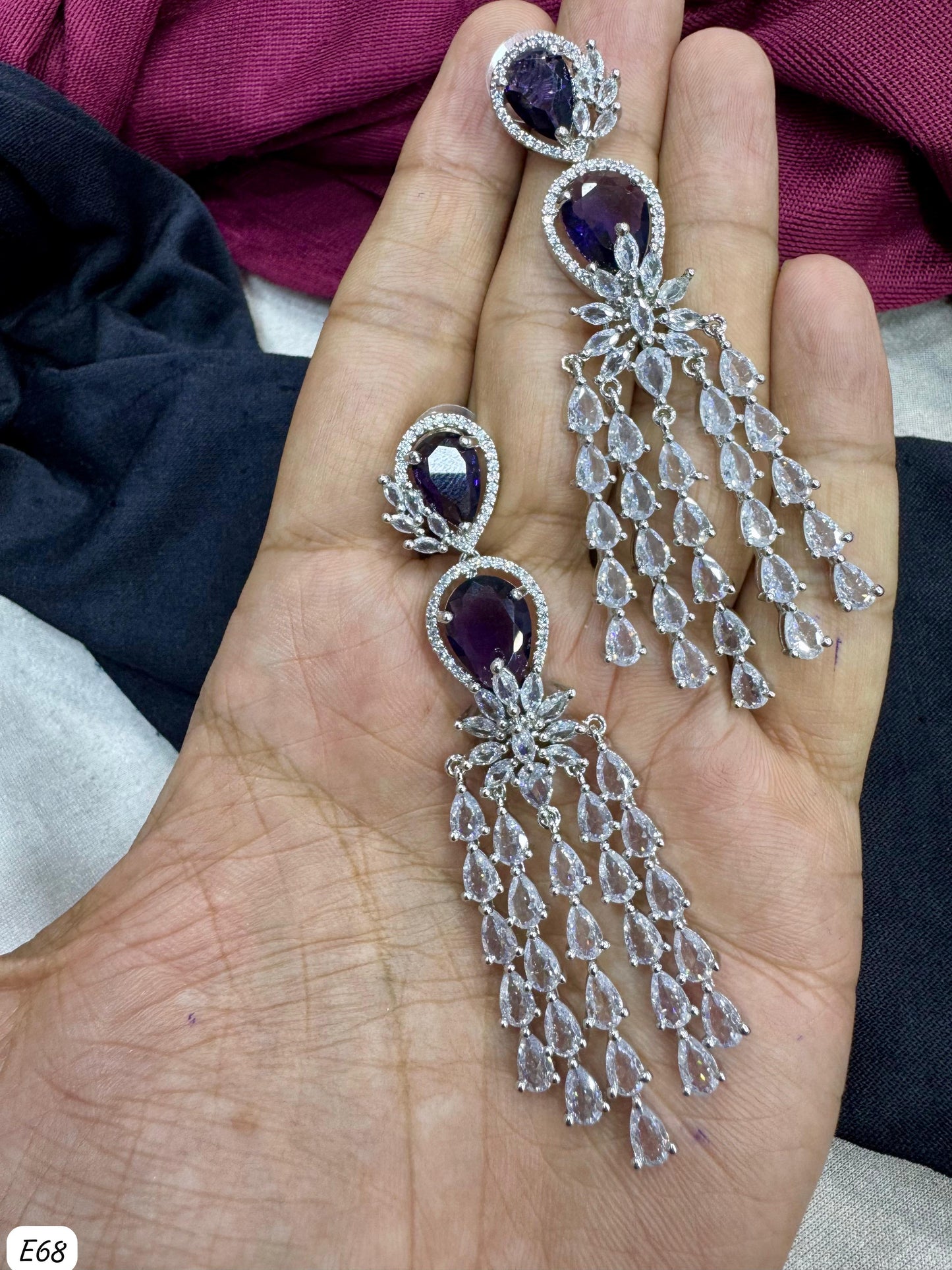 Silver Plated American Diamond Earring