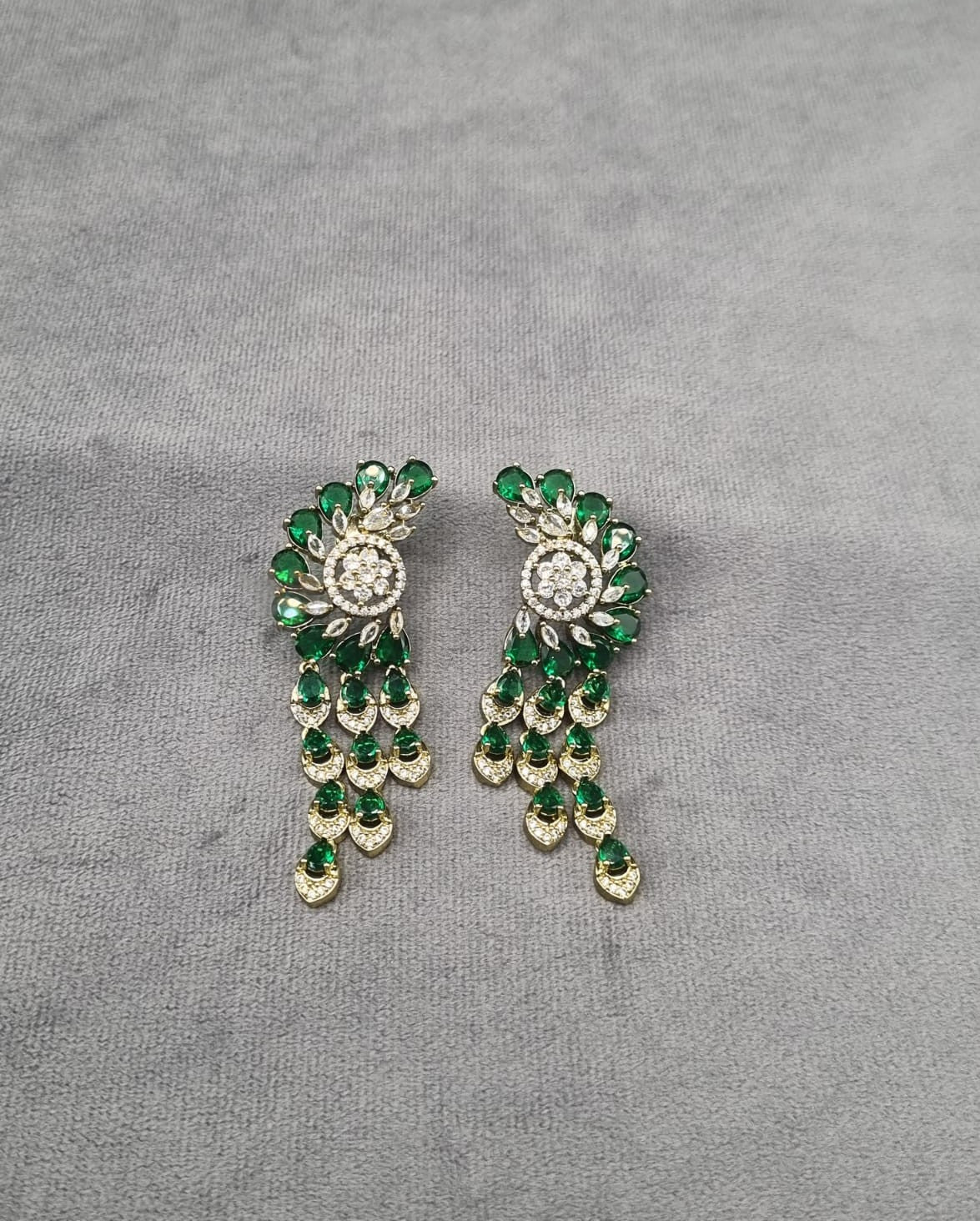 Dazzling White Zircon Winged Chandelier Earrings