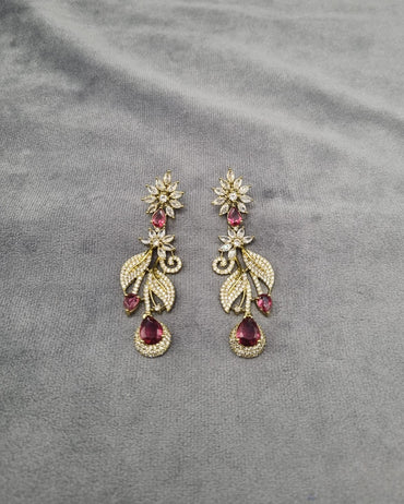 Emerald Green Floral Leaf Dangle Earrings