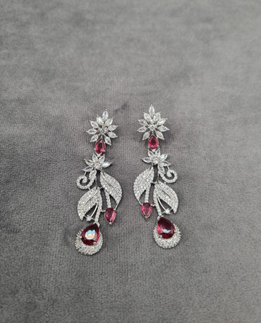 Sapphire Blue Floral Leaf Dangle Earrings
