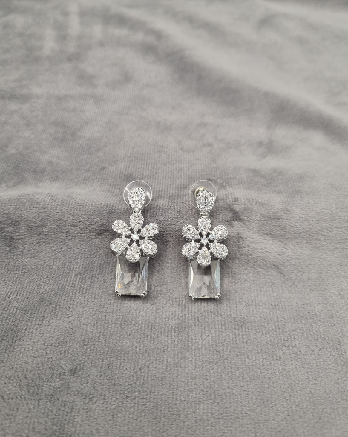 Silver Tone Floral Statement Dangles