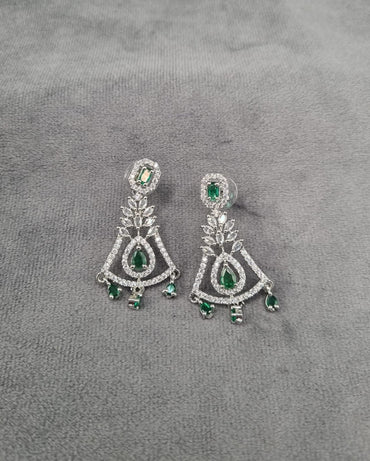 Silver Tone Art Deco Statement Dangles
