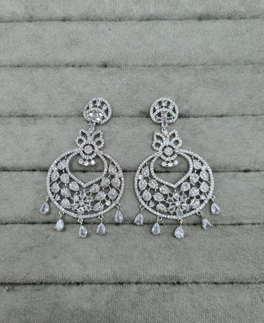 Floral Red & White AD Earrings Drops
