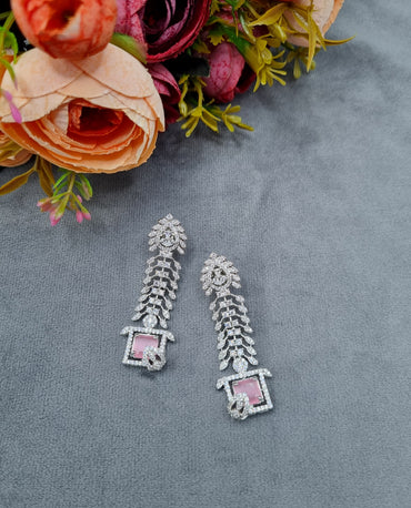 Traditional Sea Green American Diamond Earrings