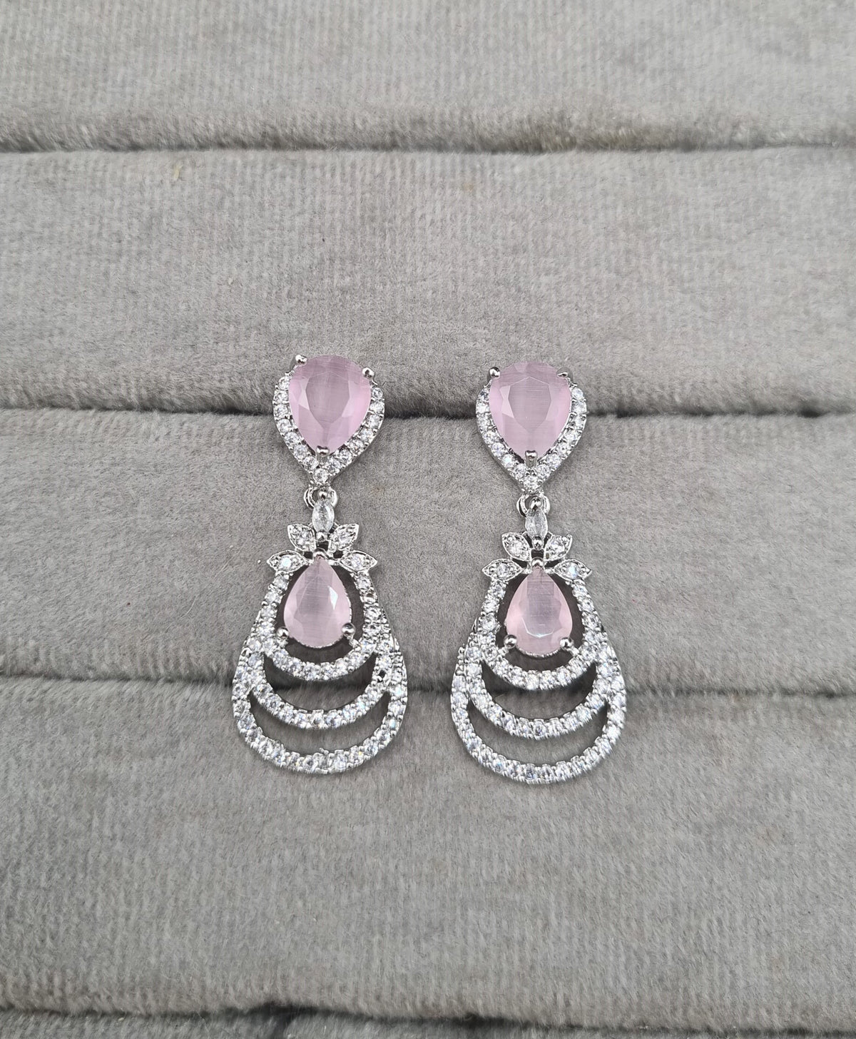 AD Cubic Zirconia Tiered Drop Earrings