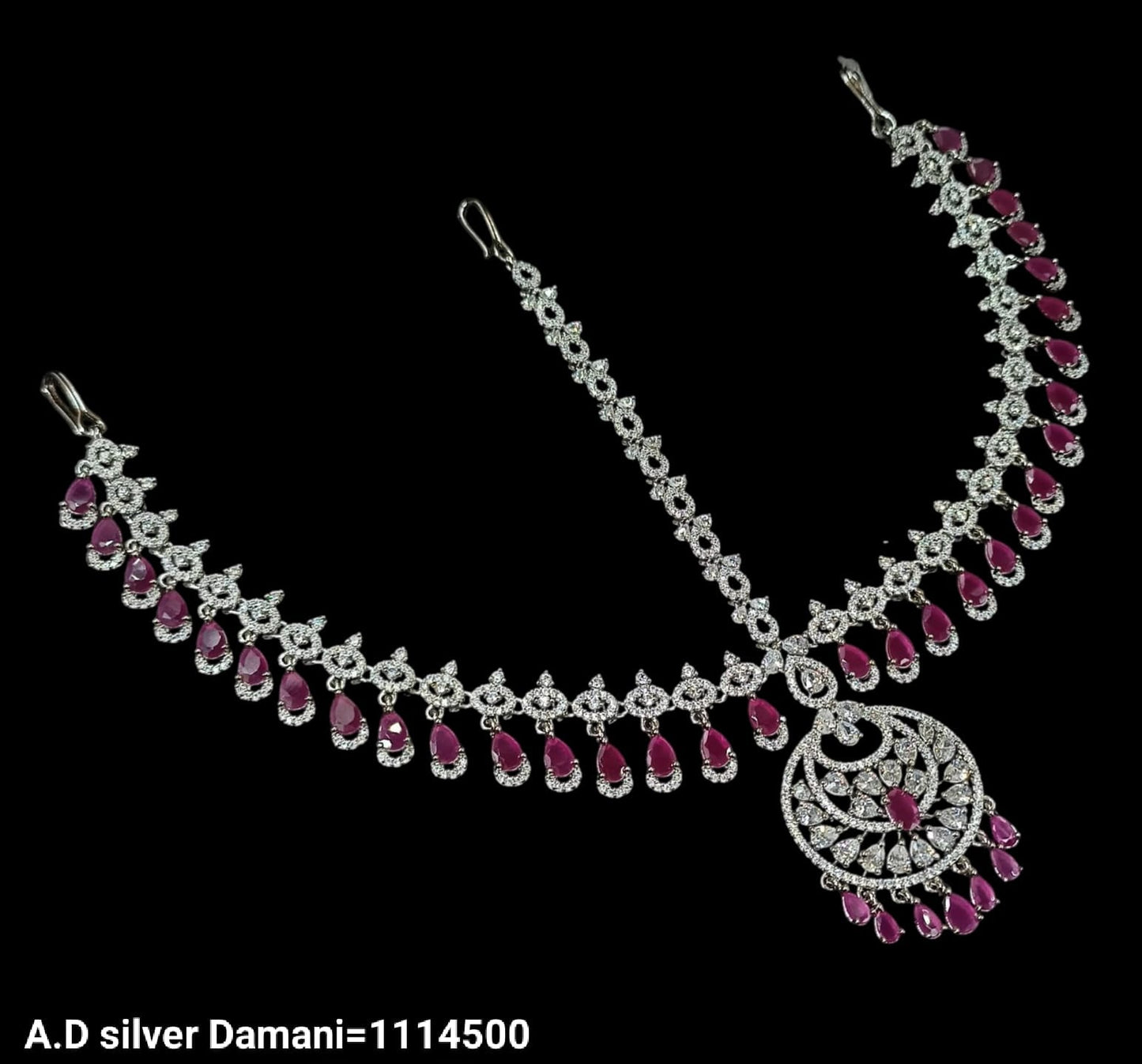 American Diamond Silver Plated Damini Set